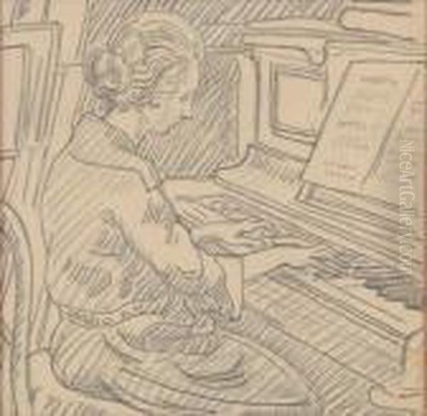 Femme Au Piano Oil Painting by Louis Valtat