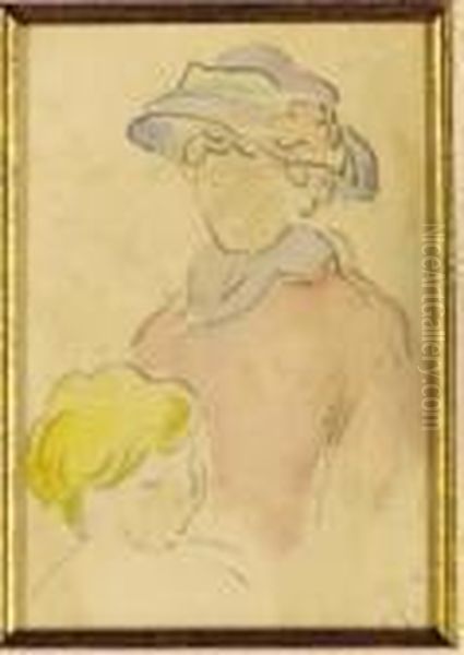 Mother And Child Oil Painting by Louis Valtat