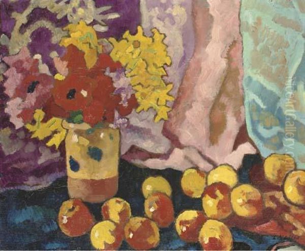 Nature Morte Avec Fleurs Et Pommes Oil Painting by Louis Valtat
