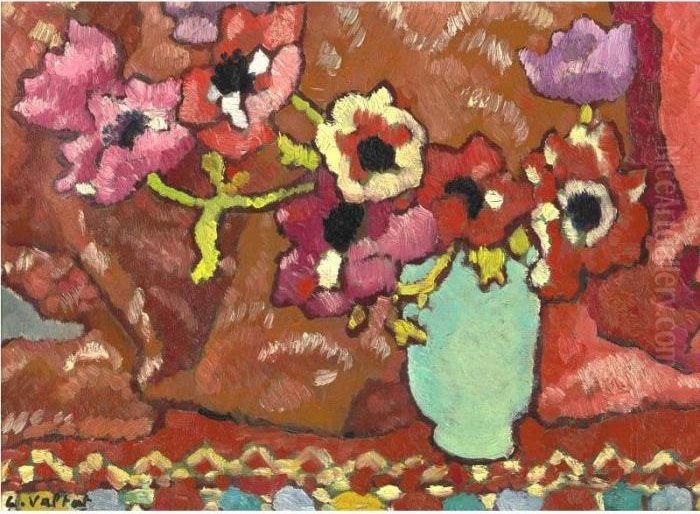 Anemones Au Petit Vase Bleu Oil Painting by Louis Valtat