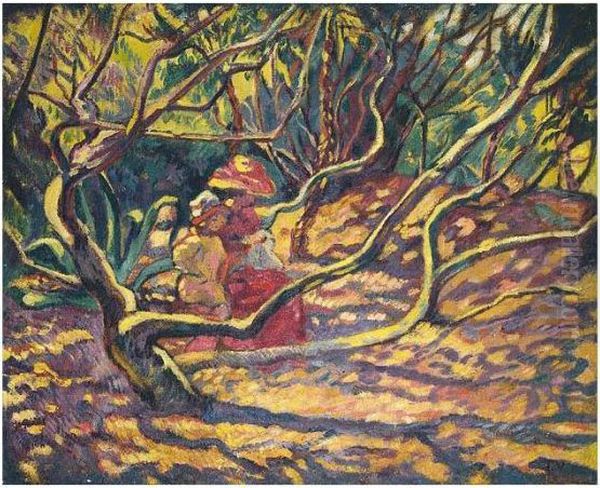 Suzanne Et Jean Valtat Dans Le Jardin D'agay Oil Painting by Louis Valtat