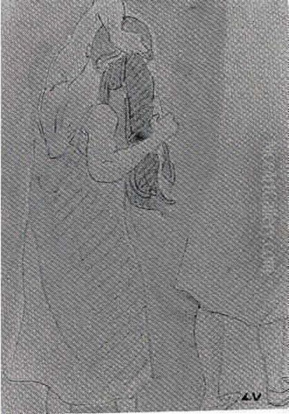 La Coiffure Aquarelle Sur Trait 
De Crayon. Porte Le Timbre Des Initiales En Bas A Droite. Hauteur : 25,5
 Cm Oil Painting by Louis Valtat