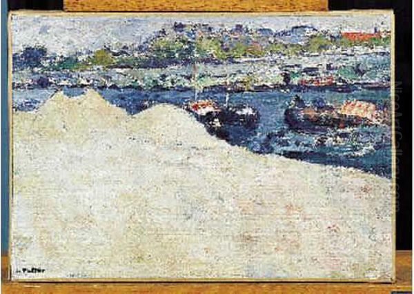 Sabliere Sur Les Quais De La 
Seine A Paris. Huile Sur Toile. Porte Le Timbre De La Signature En Bas A
 Gauche Oil Painting by Louis Valtat
