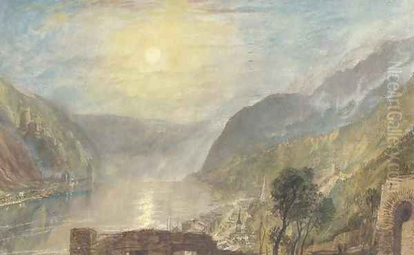 From Rheinfels looking over St. Goar to Burg Katz, Germany Oil Painting by Joseph Mallord William Turner