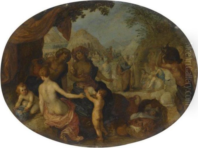 Moses Striking The Rock Oil Painting by Hendrik van Balen