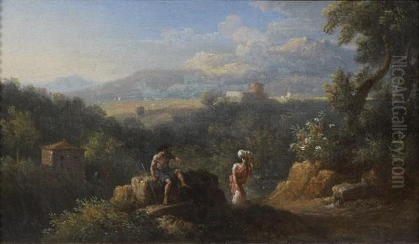 Promeneurs Dans Un Paysage Romain Oil Painting by Jan Frans Van Bloemen (Orizzonte)