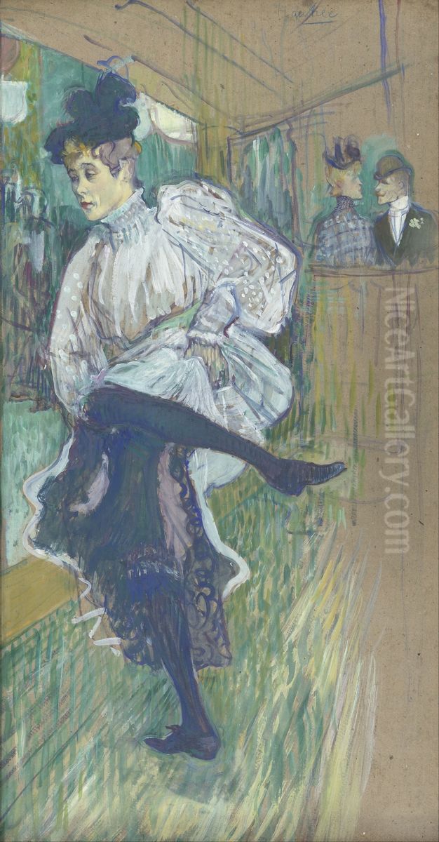 Jane Avril Dancing Oil Painting by Henri De Toulouse-Lautrec