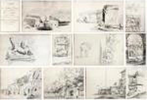 A Highly Important Album Of 255 
Drawings On 124 Sheets, Predominantly Views Of Rome And Its Surroundings Oil Painting by Pieter van Bloemen