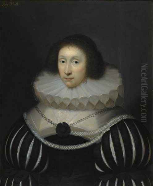 Portrait Of Margaret Miller, 
Lady Heath (1578-1647), Wife Of Sirrobert Heath, Lord Chief Justice Oil Painting by Cornelius Jonson