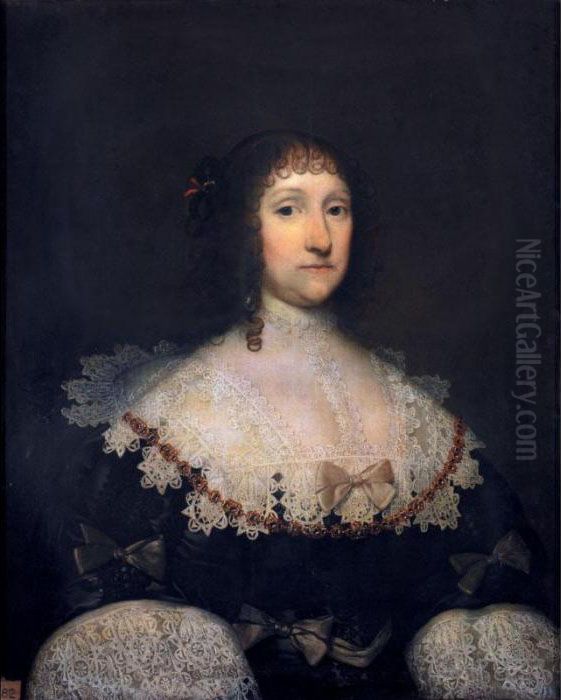 Portrait Of Mary Aldersea, Lady Knatchbull (died 1674) Oil Painting by Cornelius Jonson