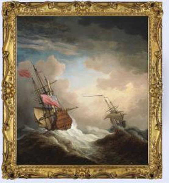 A Flagship Of The Red Squadron Oil Painting by Willem van de, the Elder Velde
