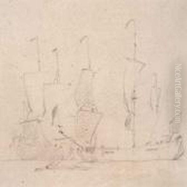Two Sailing Ships Oil Painting by Willem van de, the Elder Velde