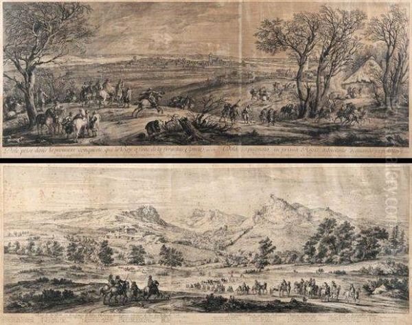 Veue De La Ville Et Fauxbourg De
 B20 Montagnes Et Situations Dulieu Dans La Franche Comte. Oil Painting by Adam Frans van der Meulen