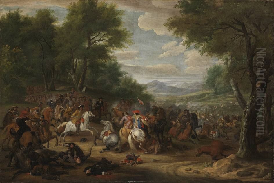 Reitergefecht Oil Painting by Adam Frans van der Meulen