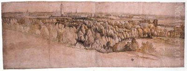A Panoramic View Of The City Of 
Arnhem Seen From The North With Thechurches Of Saint Eusebius And Saint 
Jan Or Walburgis To Theleft Oil Painting by Adam Frans van der Meulen