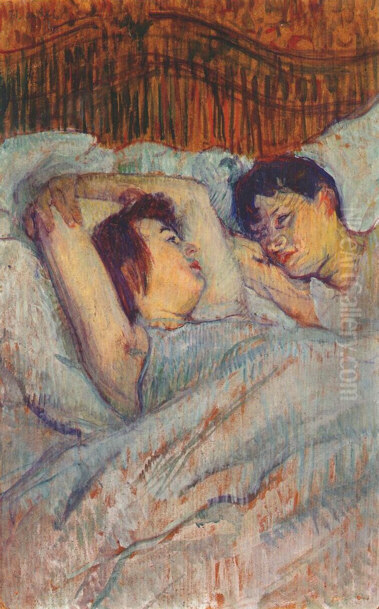 In Bed Oil Painting by Henri De Toulouse-Lautrec