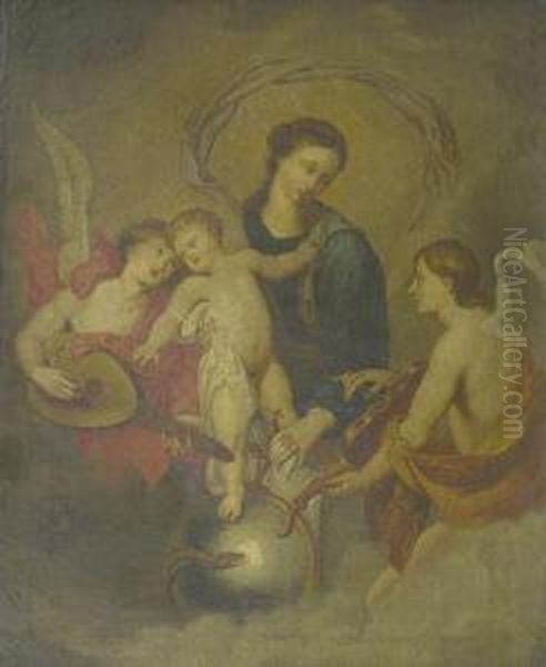The Madonna And Child Surrounded By Angels Making Music Oil Painting by Sir Anthony Van Dyck
