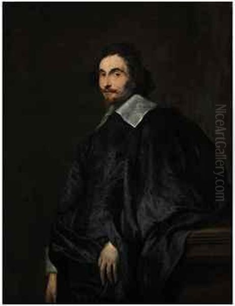 Portrait Of A Gentleman, 
Traditionally Called A Senator Of Antwerp,half-length, Leaning On A 
Plinth Oil Painting by Sir Anthony Van Dyck