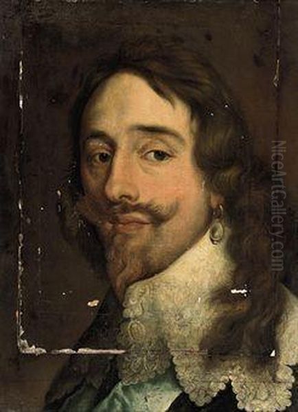 Portrait Of King Charles I 
(1600-1649), Bust-length, In A Lacecollar, With The Sash Of The Order Of
 The Garter Oil Painting by Sir Anthony Van Dyck
