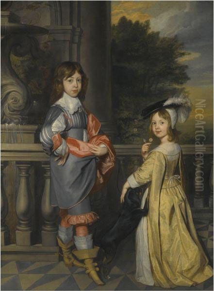 Double Portrait Of A Boy And A 
Girl, Said To Be The Children Ofelizabeth, Queen Of Bohemia, Possibly 
Edward And His Sisterhenriette Marie Oil Painting by Sir Anthony Van Dyck