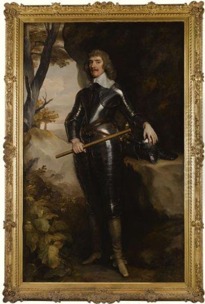 Portrait Of William, 1st Baron 
And Earl Of Craven (1608-1697),wearing Armour And Holding A Baton Oil Painting by Sir Anthony Van Dyck