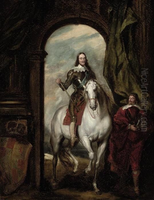 Portrait Of King Charles I 
(1600-1649), Full-length, In Armour, On His Charger, With An Attendant Oil Painting by Sir Anthony Van Dyck