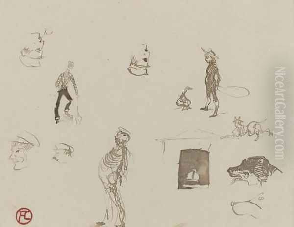 Croquis &agrave; l'encre Oil Painting by Henri De Toulouse-Lautrec