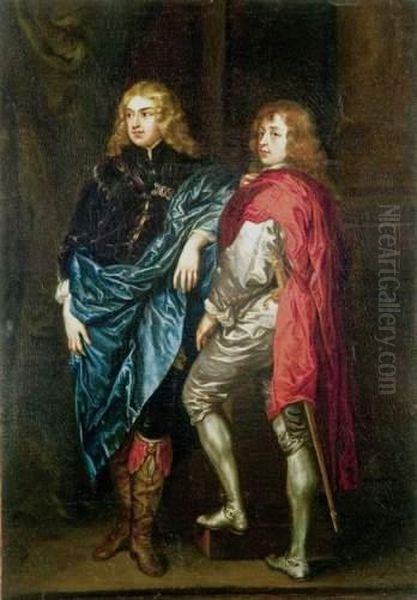 Portrait De Deux Jeunes
 Elegants Oil Painting by Sir Anthony Van Dyck