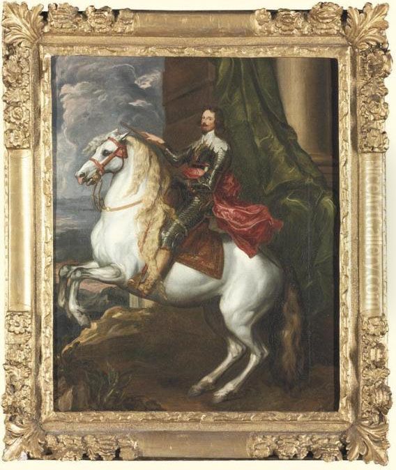 Equestrian Portrait Of Prince 
Francis Thomas Of Savoy-carignano (1596-1656), With A Draped Column And A
 Landscape Beyond Oil Painting by Sir Anthony Van Dyck