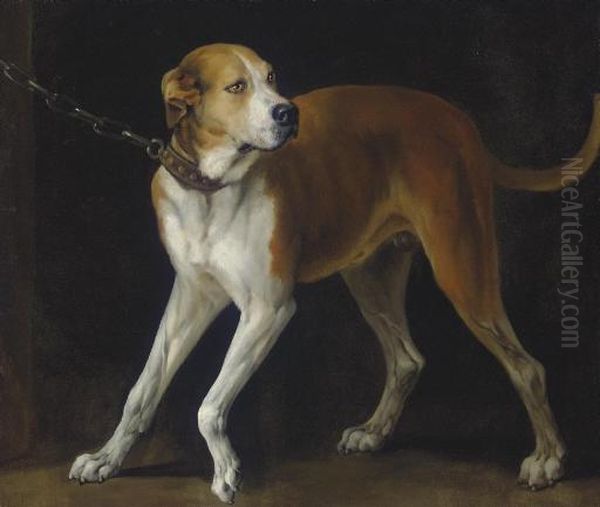 Follower Of Sir Anthony Van Dyck
 A Favorite Hound Held By A Chain
 Oil On Canvas
 38Â½ X 45Â¼ In Oil Painting by Sir Anthony Van Dyck
