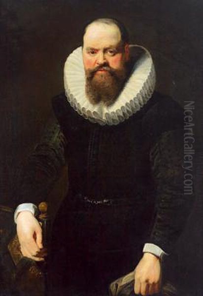 Ritratto Maschile Con Veste Nera E Collare Oil Painting by Sir Anthony Van Dyck