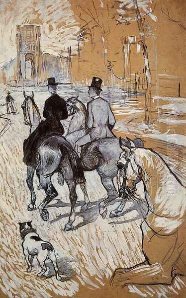 Horsemen Riding in the Bois de Boulogne Oil Painting by Henri De Toulouse-Lautrec