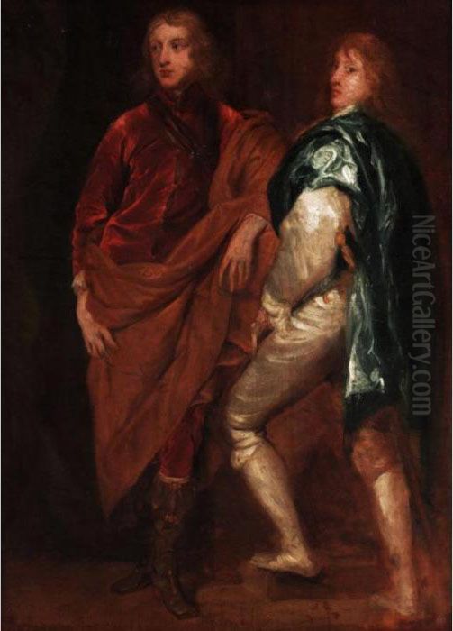 Double Portrait Of Lord John 
Stuart With His Brother, Lord Bernard Stuart, Later Earl Of Lichfield Oil Painting by Sir Anthony Van Dyck