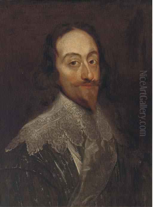 Portrait Of King Charles I, Quarter-length, In A Doublet And Lacecollar Oil Painting by Sir Anthony Van Dyck