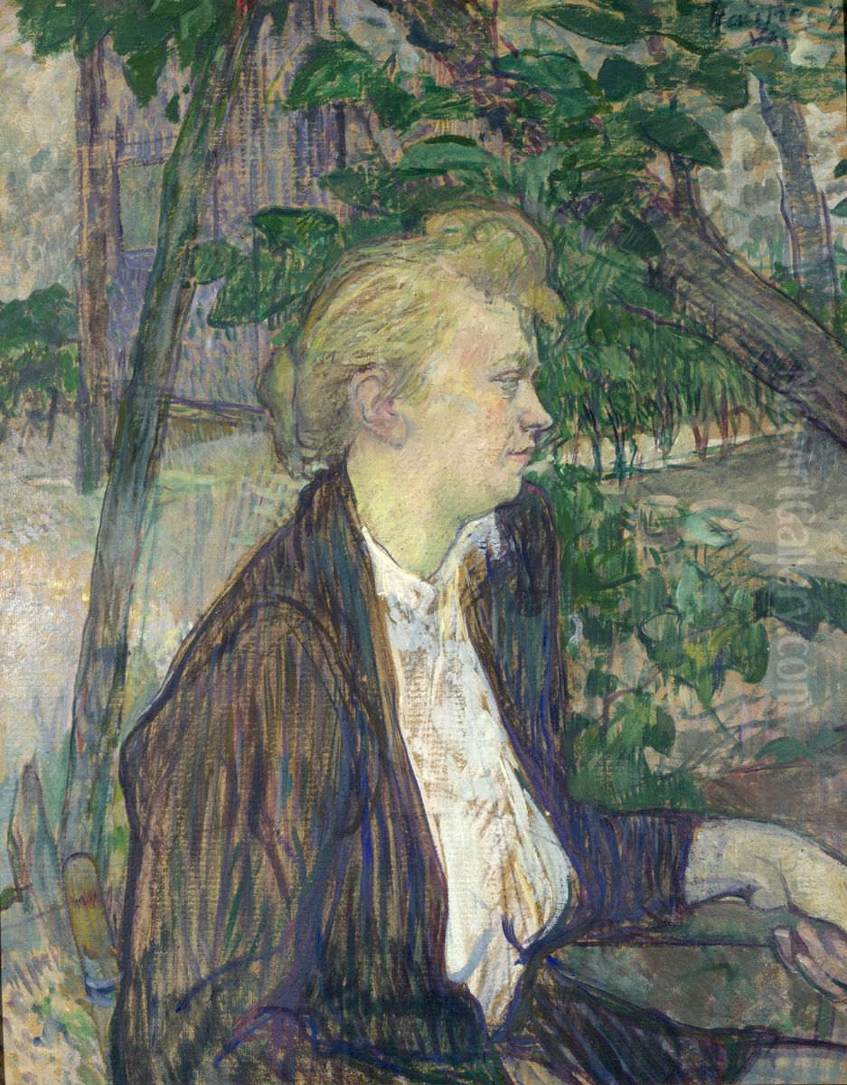 Woman Seated in a Garden Oil Painting by Henri De Toulouse-Lautrec