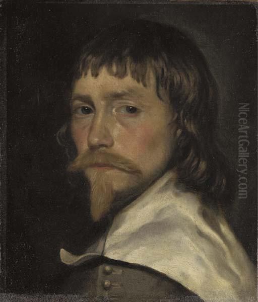 Portrait Of A Gentleman Said To 
Be Sir Richard Sutton, Bt, Bust-length, In A Grey Doublet And White Lawn
 Collar Oil Painting by Sir Anthony Van Dyck