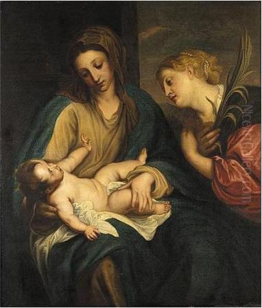 The Virgin And Child With Saint Catherine Oil Painting by Sir Anthony Van Dyck