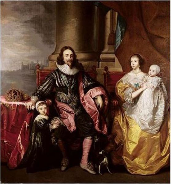 Charles I And Henrietta Maria 
With Their Two Eldest Children, Prince Charles And Princess Mary Oil Painting by Sir Anthony Van Dyck