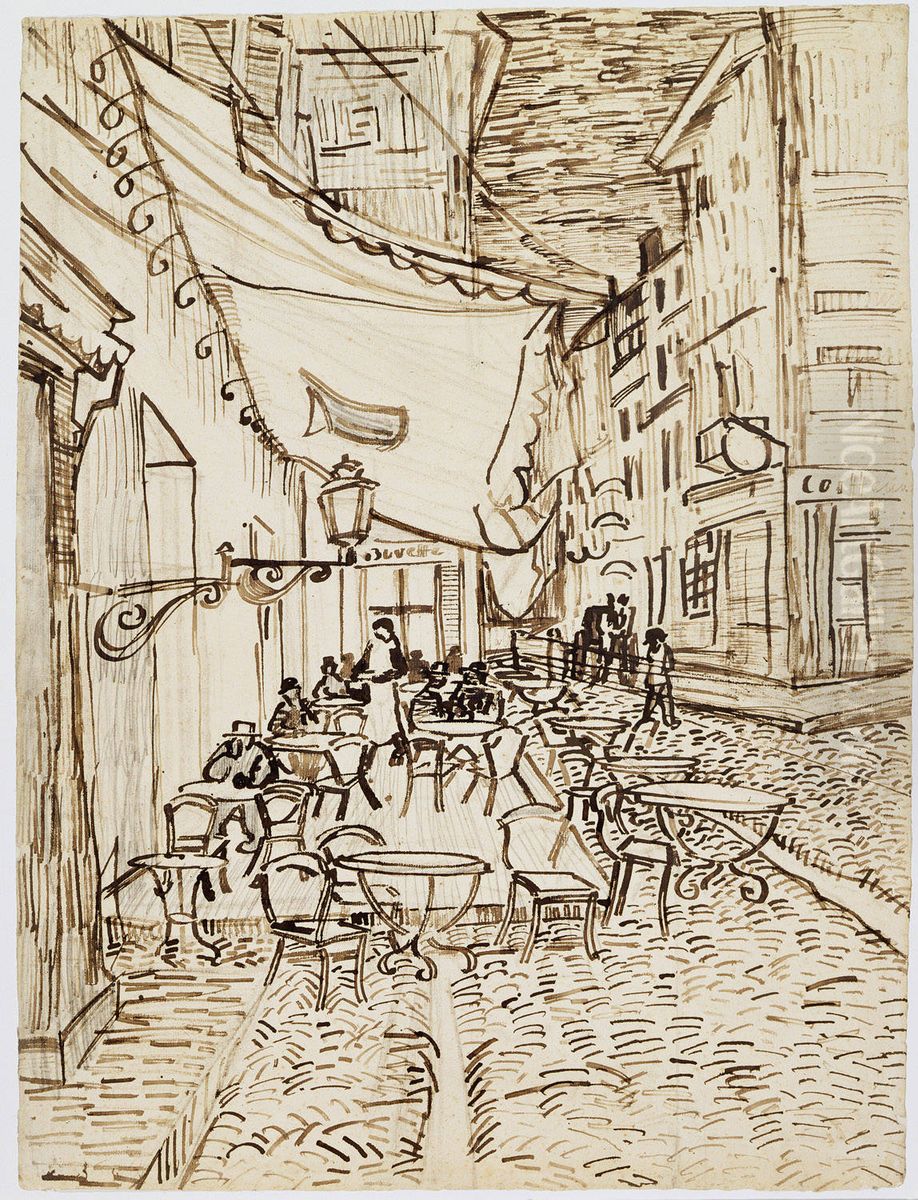 Cafe Terrace At Night Oil Painting by Vincent Van Gogh