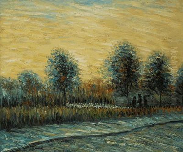 Lane In A Public Garden At Asnieres Oil Painting by Vincent Van Gogh