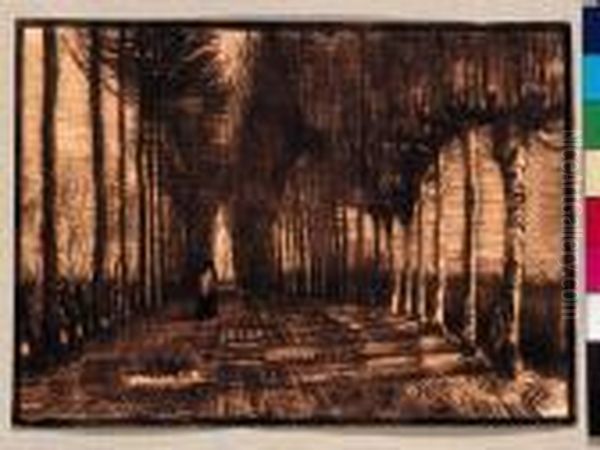 Personnage Sur La Route
Brown Ink On Buff Paper Oil Painting by Vincent Van Gogh