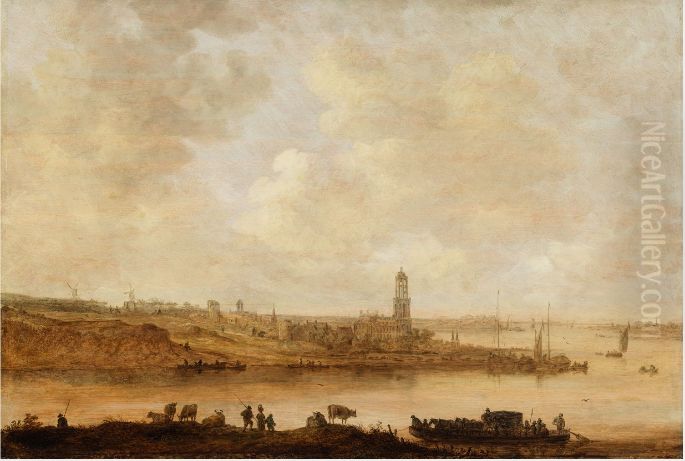 View Of Rhenen Oil Painting by Jan van Goyen