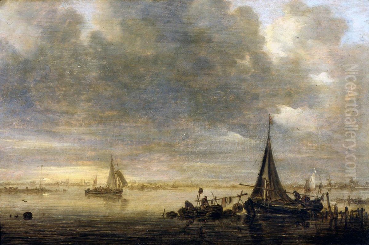 Paysage Fluvial Oil Painting by Jan van Goyen