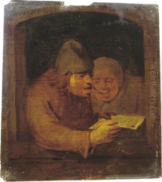 Rhetoricians At The Window Oil Painting by Egbert Jaspersz. van, the Elder Heemskerck