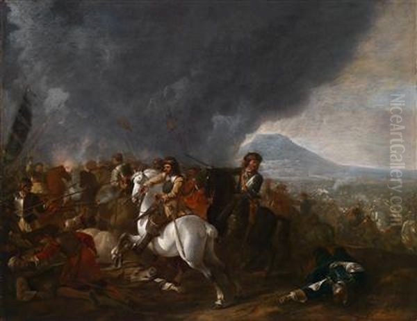 Einreitergefecht Aus Den Feldzugen Des Prinzen Eugen Von Savoyen Oil Painting by Jan von Huchtenburgh
