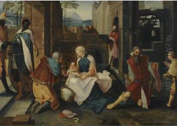 The Adoration Of The Magi Oil Painting by Lucas Van Leyden