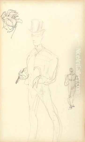 Un dandy Oil Painting by Henri De Toulouse-Lautrec