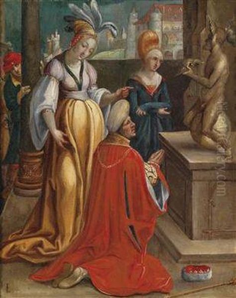 The Idolatry Of Solomon Oil Painting by Lucas Van Leyden