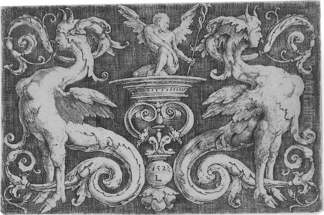 Ornament Mit Zwei Sphinxen. Oil Painting by Lucas Van Leyden