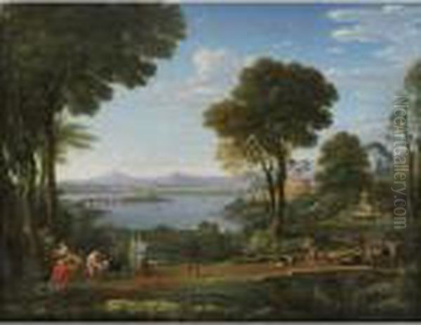 Landscape With The Nurture Of Jupiter Oil Painting by Hendrik Frans van Lint (Studio Lo)